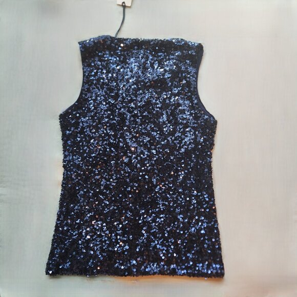 Women's GAP Blue Sequinned Sleeveless Top Size XS - Picture 2 of 2